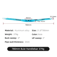 Wake Bicycle Handlebar Bicycle Riser Bar 720mm 780mm Downhill Handlebar Horizontal