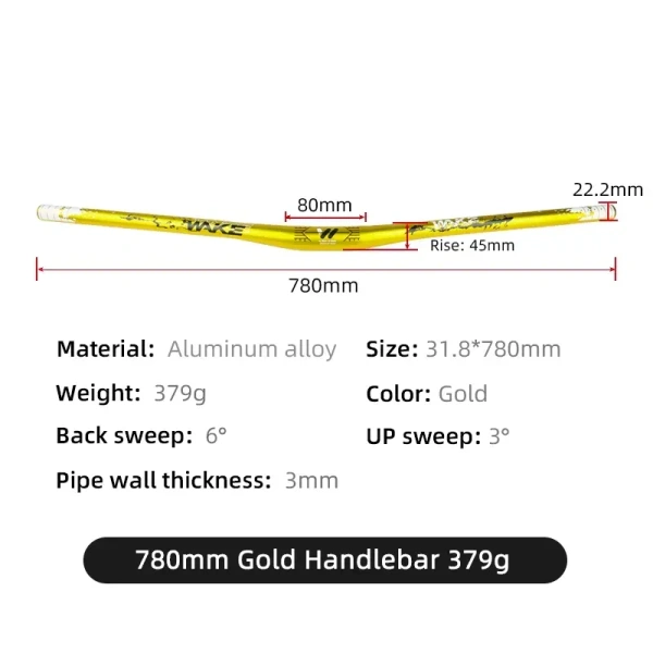Wake Bicycle Handlebar Bicycle Riser Bar 720mm 780mm Downhill Handlebar Horizontal