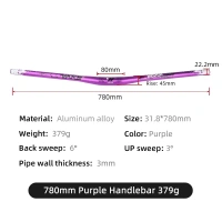 Wake Bicycle Handlebar Bicycle Riser Bar 720mm 780mm Downhill Handlebar Horizontal