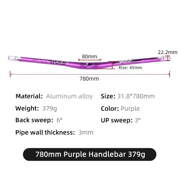 Wake Bicycle Handlebar Bicycle Riser Bar 720mm 780mm Downhill Handlebar Horizontal