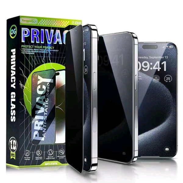 YouthQit Privacy Anti ESD Tempered Glass Single Pic Box Packing - iPhone 15