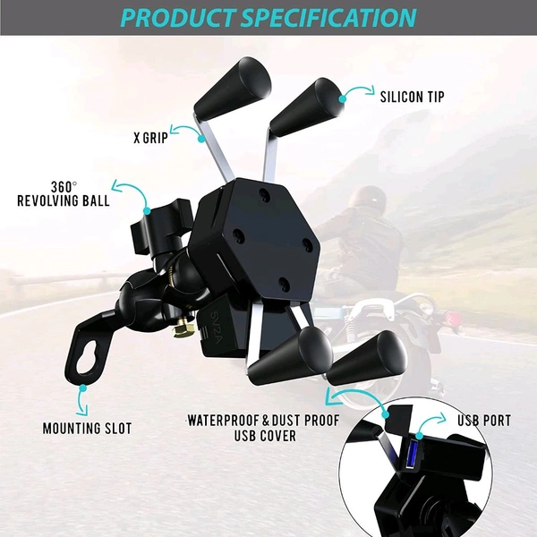 Bike Stand With Charging Port  - Black