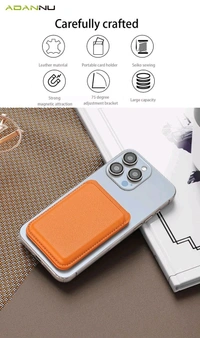 IPhone Leather Magsafe Card Holder Wallet & Mobile Stand - Black, Magsafe Card Holder