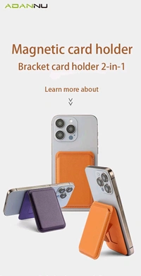 IPhone Leather Magsafe Card Holder Wallet & Mobile Stand - Brown