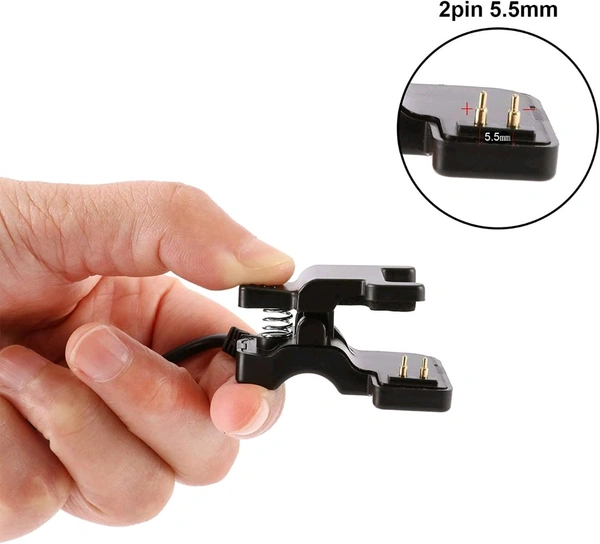 Universal Clip 2 Pin Smart Watch Charging Cable - Black, Universal Simta Charger / Kekda