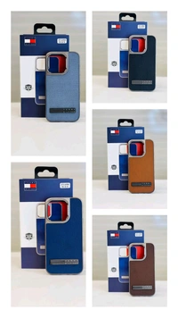 TOMMY HILFIGER Leather Original Case with Cloth And Stand with Logo Metal Case OG Goods - iPhone 15 Pro Max