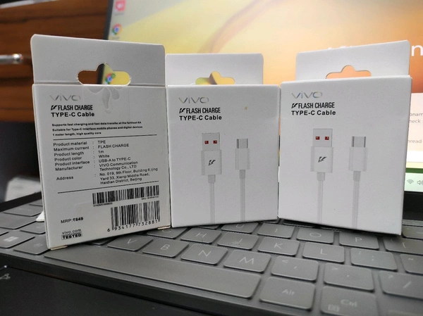 ViVO Flash charger Type_C Cable Sam OG Quality (1m)  - White