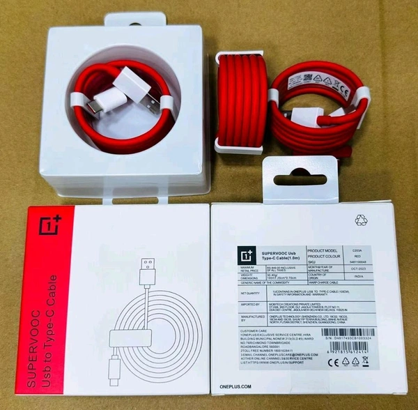One Plus  SUPER VOOC Type USB to C OG Cable (1m)  - Red, USB_To_C