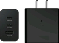 Samsung 65W PD Power Adapter Trio USB-C X 2 Port, USB-A Port, 3 Port - Black, Sam 65W PD