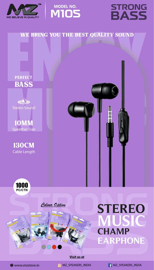 MZ Stereo Music Cham Earphone M 105 - M 105