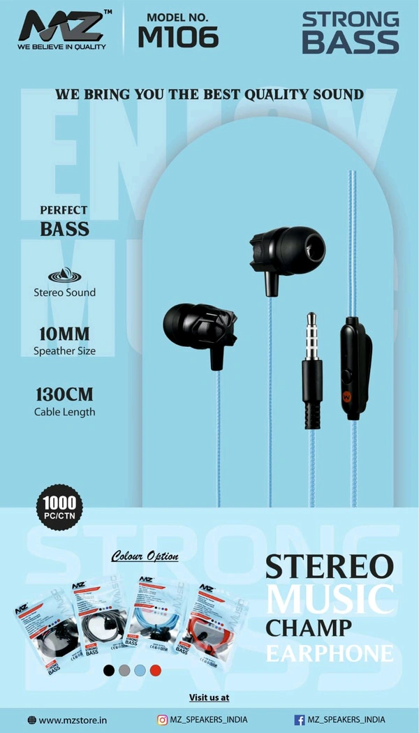 MZ M106 STEREO CHAMP EARPHONE  - M 106