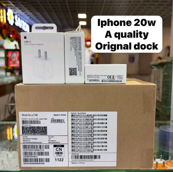 Apple 20W Power Adaptor With QR Code Original - White, 20W Original