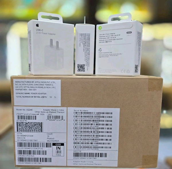 Apple 20W Power Adaptor With QR Code Original - White, 20W Original
