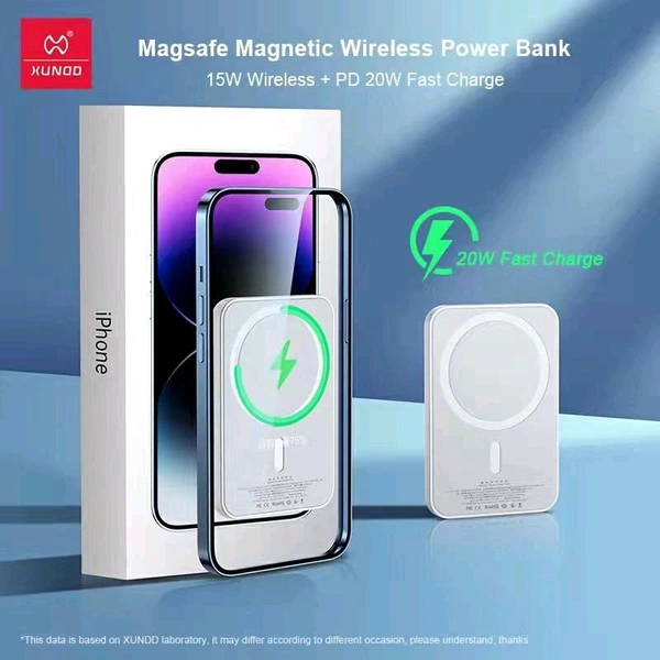 XUNDO 1000 mAh Magsafe Magnetic Wireless Power Bank  - White, Xundo 1000 mAh