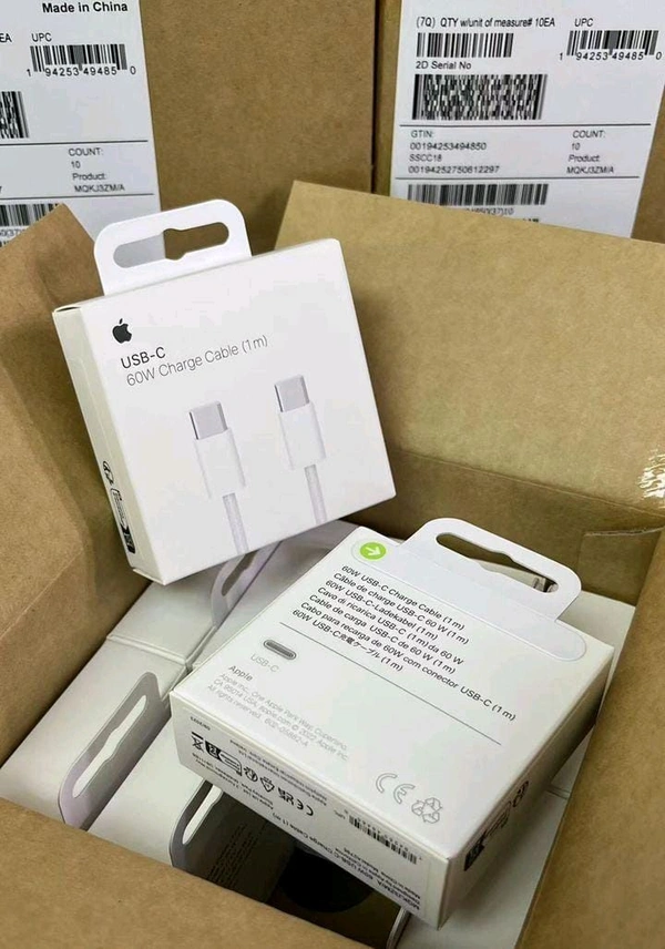 Apple USB C to C 60W Charger Cable Original - White, 60W C to C Cable Original