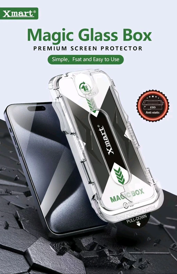 Xmart Anti Dust Applicator Magic Box Tempered Glass - iPhone 15 Plus
