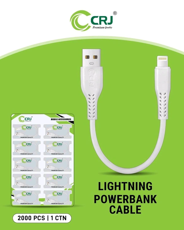 CRJ USB to Lightning Power Bank Cable Imported Quality - CRJ IPhone PB Cable, White