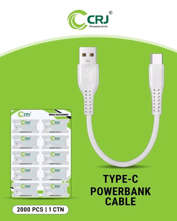 CRJ USB to Type-C Power Bank Cable Imported Quality - White, CRJ Type-C PB Cable