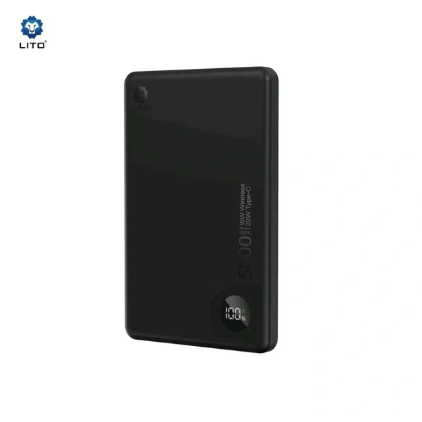 Lito Wireless DisplayNew Arrived - LP08Magnetic Power Bank10000mah/5000mah ✅HD digital display battery screen✅Ultra- thin size ✅Fast charging - Black, Lito LP08  _ 5000mAh