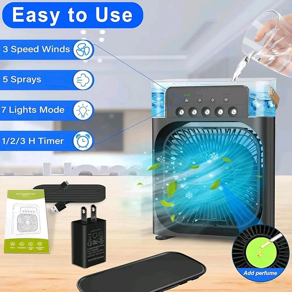 Portable Air Conditioners - Small AC Quiet Personal Air Cooler, USB Powered Mini Desktop Cooling Misting Fan  3 Speeds, 360°Adjustment  - Spare Mini Fan
