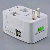 Universal Travel Adaptor With 1000mA USB - White, USB UNIVERSAL ADAPTER
