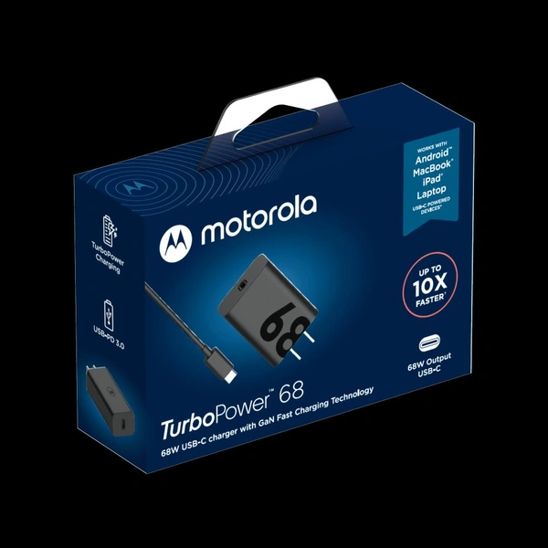 Motorola  MOTOROLA 68W Turbo Power  With Gen Fast Charger  - Motorola 68W Charger, Black