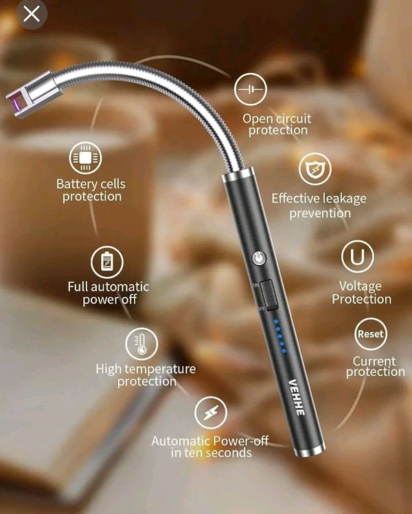 Stainless Steel Electric Rechargeable Gas Lighter USB Lighter 360 Deg Flexible Neck Arc Lighter  - Electrical Lighter