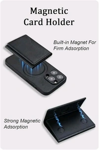 YouthQit  Magsafe Leather Card Holder & Wallet - Magsafe Card 3 Fold Wallet
