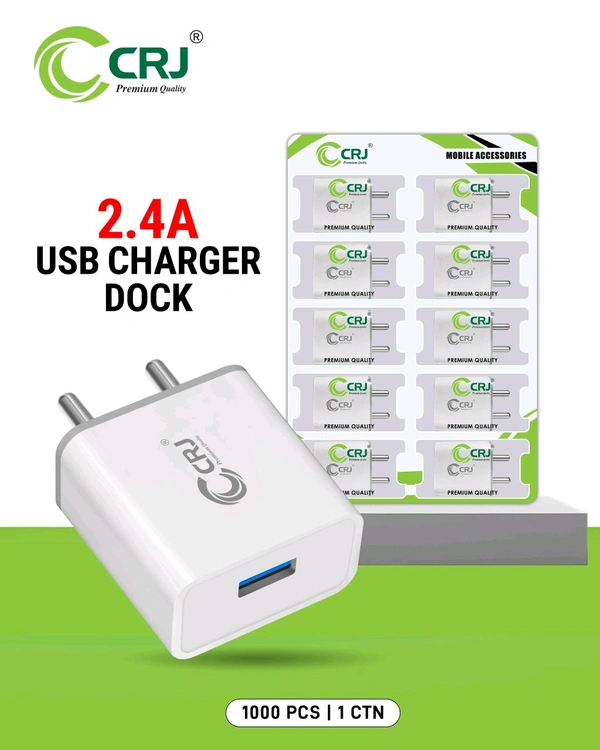 CRJ 2.4A USB Charging Adapter - CRJ USB Dock, White