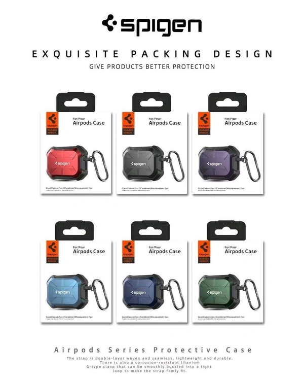 Spigen Rugged Armor Pro/Pro2 Airpods Case - Spigen Rugged Armor Buds Case