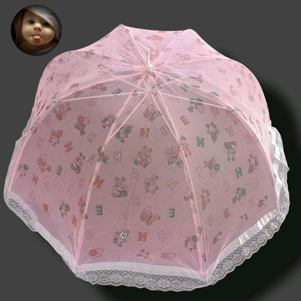 Baby Mosquito Net | Printed And Round | 8 Wires - Green
