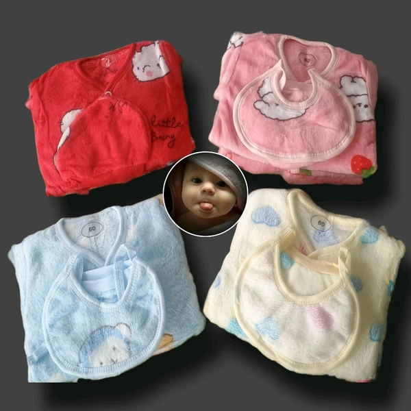 Baby Woolen Sweater Set - Red, 0-6 Months