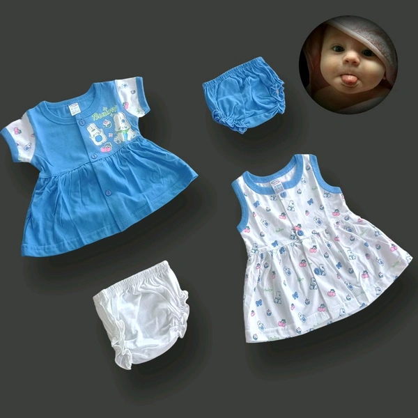Baby Frock | Front Open | Pack Of 2 - Sky