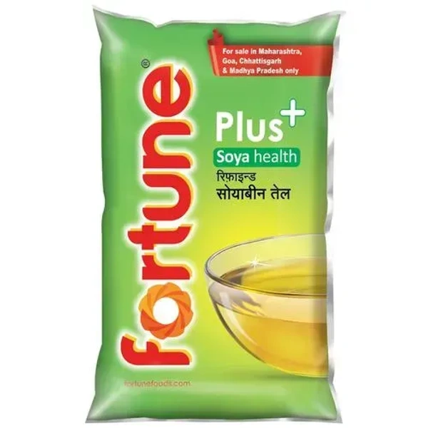 Fortune Plus Soya Health Refined Soyabean Oil, 1 L Pouch - 1 Ltr
