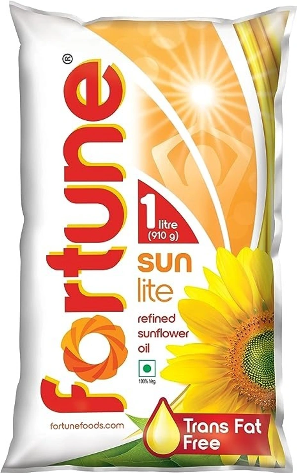 Fortune Sunlite Refined Sunflower Oil, 1L - 1 Ltr