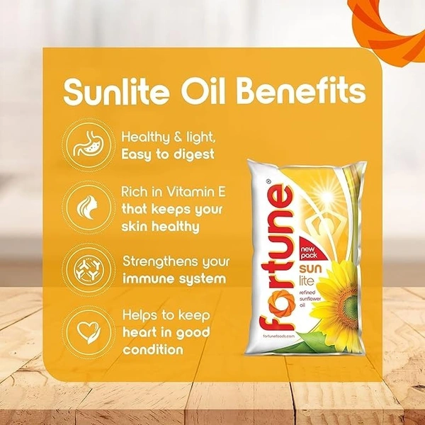 Fortune Sunlite Refined Sunflower Oil, 1L - 1 Ltr