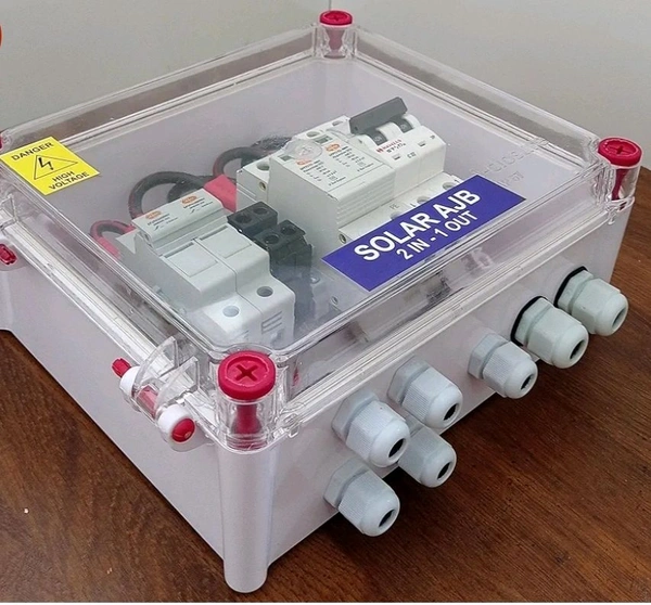 Solar AJB DCDB 2 in 1 Out 600V Inbuilt 2 x 20A Fuses, 600V SPD,  (2 Series/String x up to 12 Panels Max.) ( 2IN1 600V SPD) - White, . 800, 26×28×11Cm