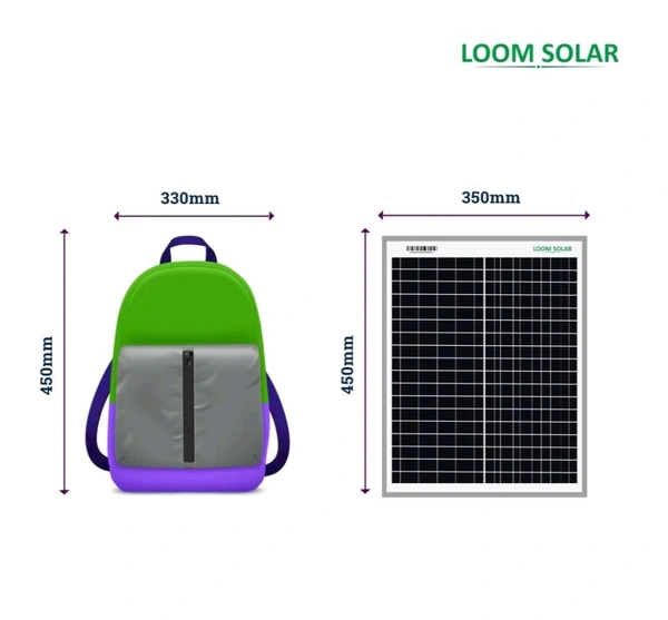 Loom Solar Panel 20 watt - 12 volt for Small Battery Charging - Black, 450×350×22mm, 1.7Kg