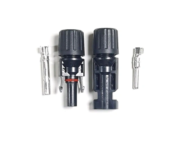 MC4 Wire Connector for Solar Panels (Set of 1 Pair) - Black, 6×4×2, 12g