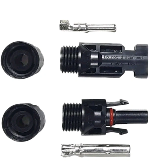 MC4 Wire Connector for Solar Panels (Set of 1 Pair) - Black, 6×4×2, 12g