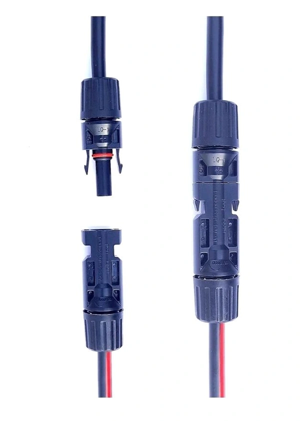 MC4 Wire Connector for Solar Panels (Set of 1 Pair) - Black, 6×4×2, 12g