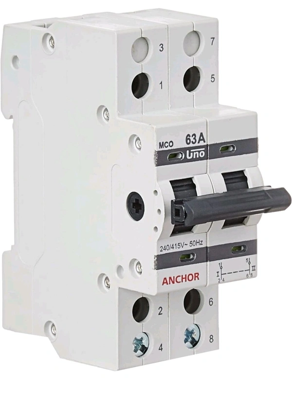 ANCHOR Anchor by Panasonic 98084 UNO Series 63 Ampere Dual Pole Change Over Switch Circuit Breaker Safe Reliable Protection - White, 320, 200×100×100