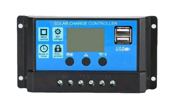 20A Intelligent LCD Solar Controller with USB Output Port - BLACK/BLUE, 15×8×4Cm, 150g