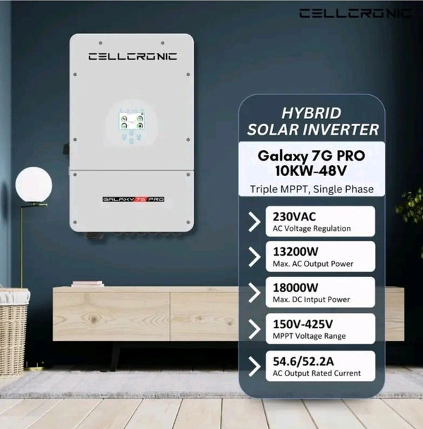 Cellcronic Galaxy 7G PRO 10kw 48v Single Phase Triple Mppt Hybrid Inverter - White, 36, 420*670*233