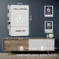 Cellcronic Galaxy 7G PRO 10kw 48v Single Phase Triple Mppt Hybrid Inverter - White, 36, 420*670*233
