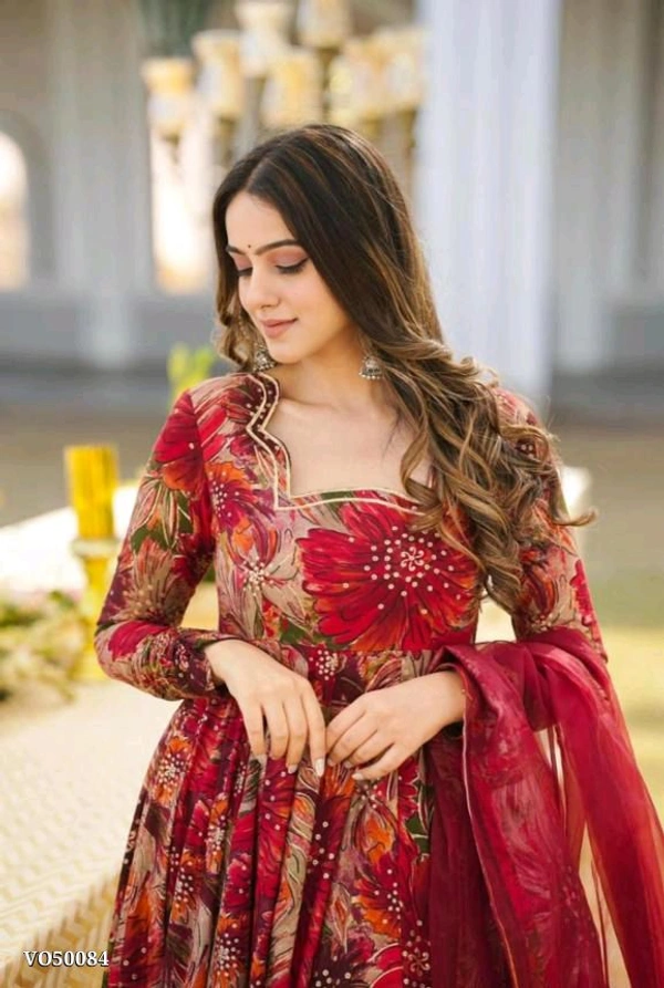 Digital Printed Anarkali Gown - XL