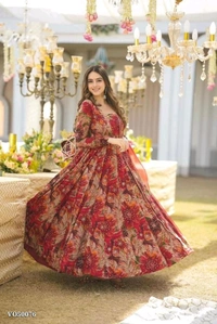 Digital Printed Anarkali Gown - XL
