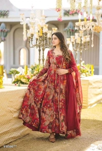 Digital Printed Anarkali Gown - XL