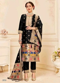 Paithani Banarasi Suit - L, Black