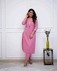 Royal Work Kurti With Pant - XXL, Royal Blue
